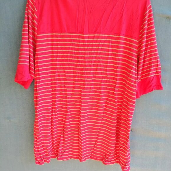 Liz Claiborne Women's Size XL Pink Gray Striped Top B2 - Picture 5 of 5